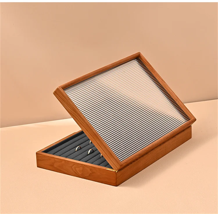 WoodTen 12/24 Grid Wooden Jewelry Box Ring Necklace Bracelet Display Case Jewelry Storage Box Jewelry Organizer Case For Women