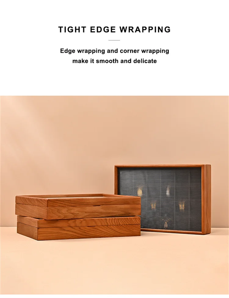 WoodTen 12/24 Grid Wooden Jewelry Box Ring Necklace Bracelet Display Case Jewelry Storage Box Jewelry Organizer Case For Women