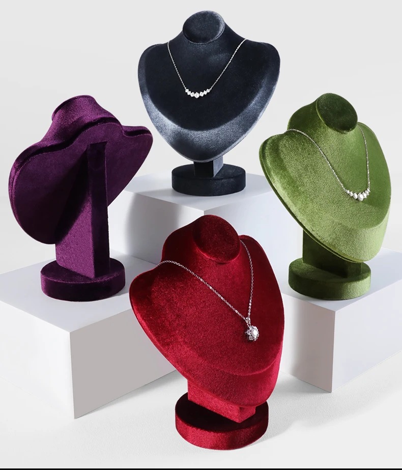 Yinbeini Velvet Jewelry Pendant Chest Stand Necklace Display Organizer Jewelry Store Countertop Exhibition Props RB026