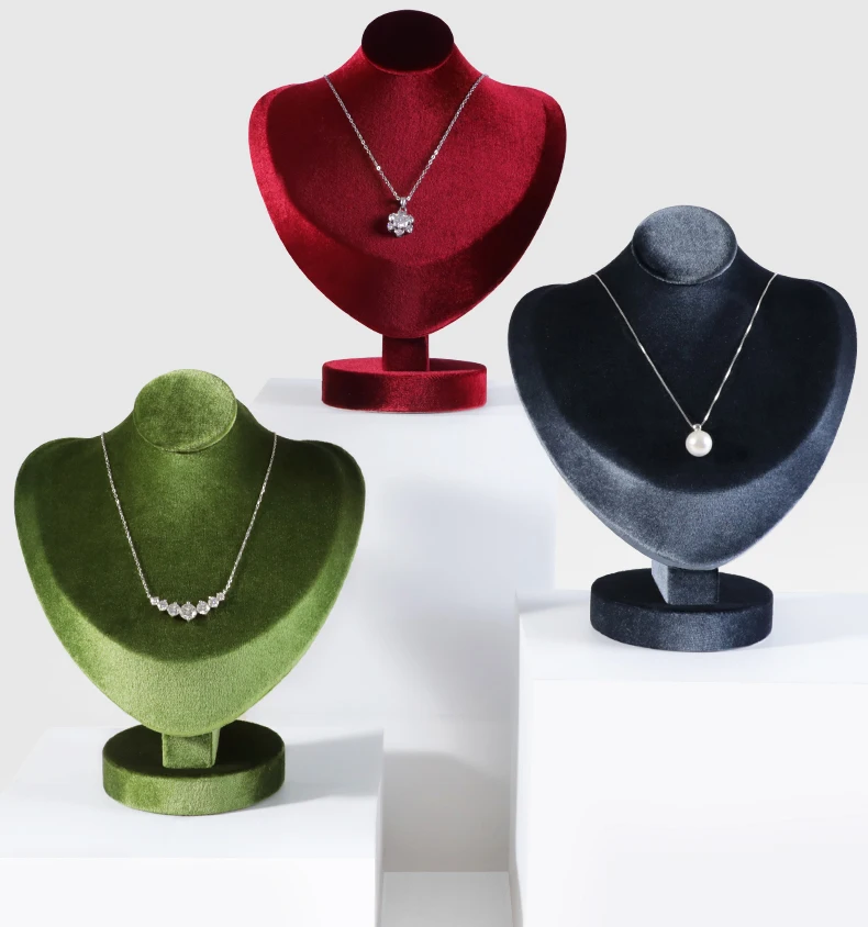 Yinbeini Velvet Jewelry Pendant Chest Stand Necklace Display Organizer Jewelry Store Countertop Exhibition Props RB026