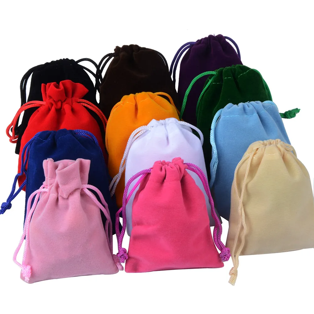 50pcs/Bag Jewelry Packing Velvet Bag 7x9cm 9x12cm Jewelry Bags Drawstring Gift Bags & Pouches
