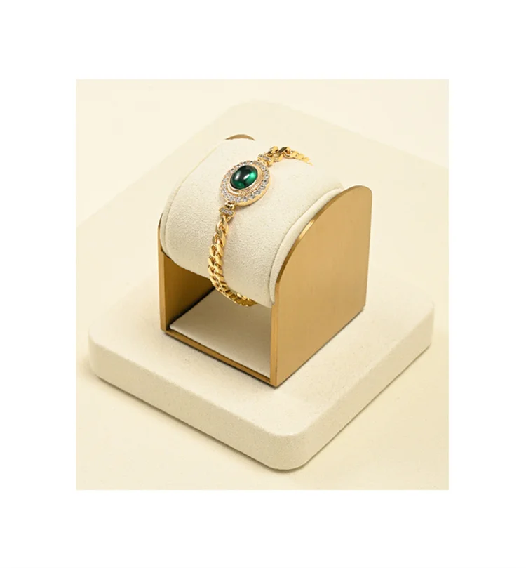 WoodTen Beige Jewelry Display Prop for Ring Bracelets Portrait Chest Necklaces Store Exhibition Microfiber Jewelry Display Stand
