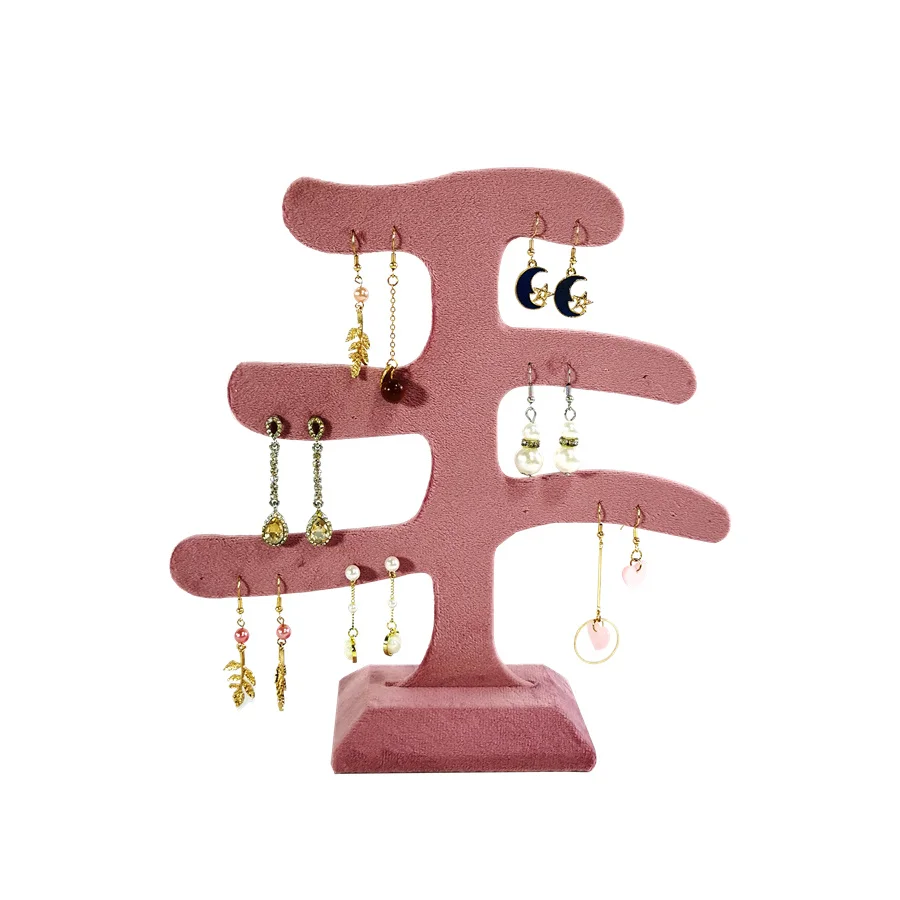 Jewelry Rack Display Pink Velvet Cloth Window Necklace RingJewelry Exhibitor Props High-End Display Props Free Combination