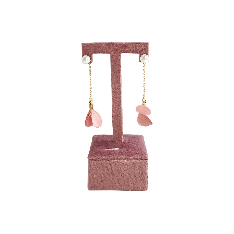 Jewelry Rack Display Pink Velvet Cloth Window Necklace RingJewelry Exhibitor Props High-End Display Props Free Combination