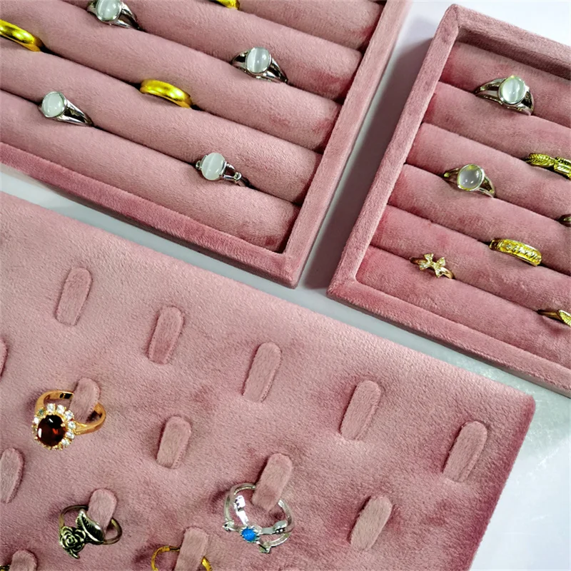Jewelry Rack Display Pink Velvet Cloth Window Necklace RingJewelry Exhibitor Props High-End Display Props Free Combination