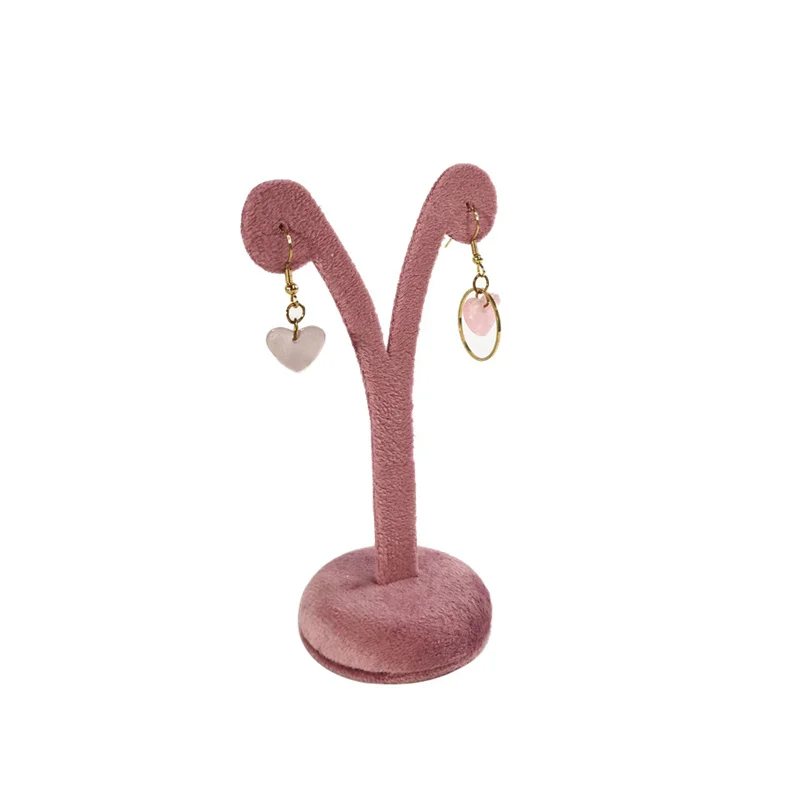 Jewelry Rack Display Pink Velvet Cloth Window Necklace RingJewelry Exhibitor Props High-End Display Props Free Combination