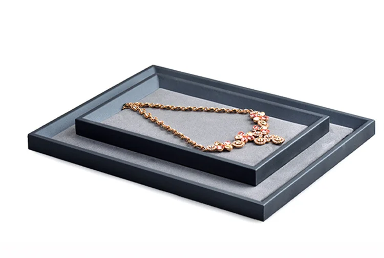 Oirlv PU Leather Jewelry Display Tray Viewing Jewelry Necklace Bracelet Ring Tray Watch Drawer Organizer Showcase Jewelry Holder