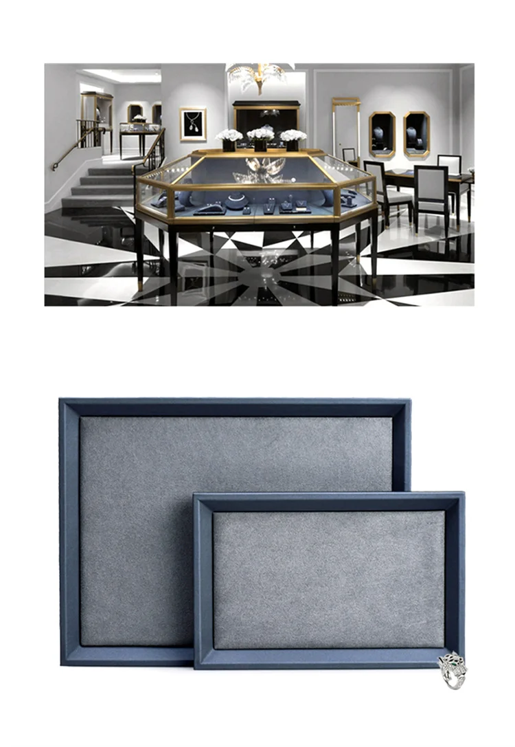 Oirlv PU Leather Jewelry Display Tray Viewing Jewelry Necklace Bracelet Ring Tray Watch Drawer Organizer Showcase Jewelry Holder
