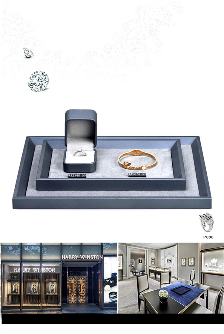 Oirlv PU Leather Jewelry Display Tray Viewing Jewelry Necklace Bracelet Ring Tray Watch Drawer Organizer Showcase Jewelry Holder