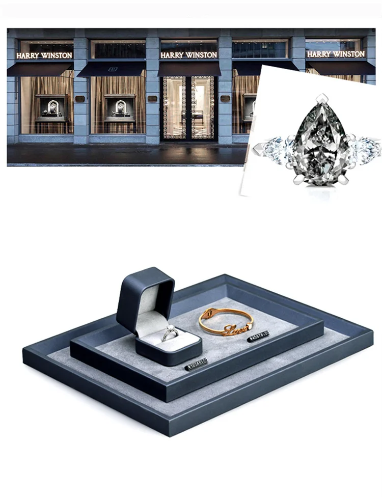 Oirlv PU Leather Jewelry Display Tray Viewing Jewelry Necklace Bracelet Ring Tray Watch Drawer Organizer Showcase Jewelry Holder