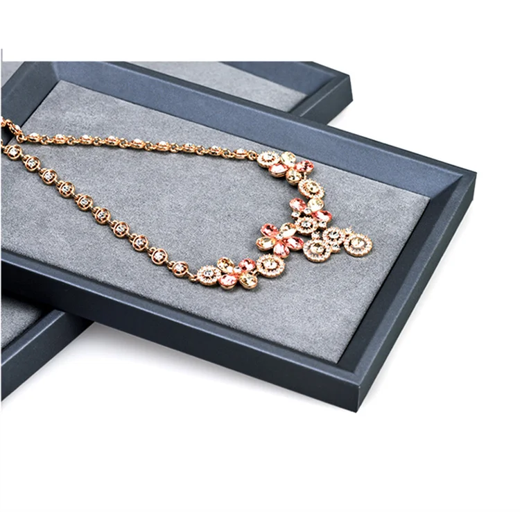 Oirlv PU Leather Jewelry Display Tray Viewing Jewelry Necklace Bracelet Ring Tray Watch Drawer Organizer Showcase Jewelry Holder