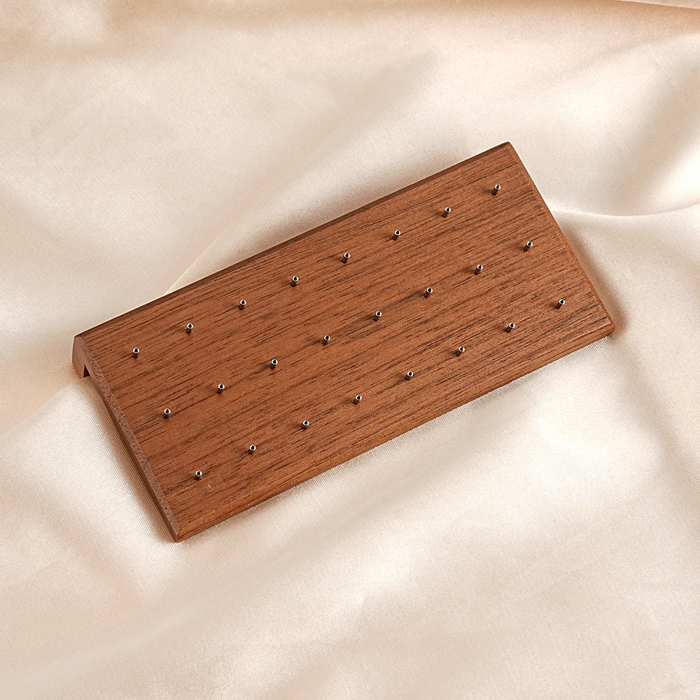 Wooden Earring Holder For Jewelry Black Walnut Wood Vintage Jewelry Display Stand with 24 Holes