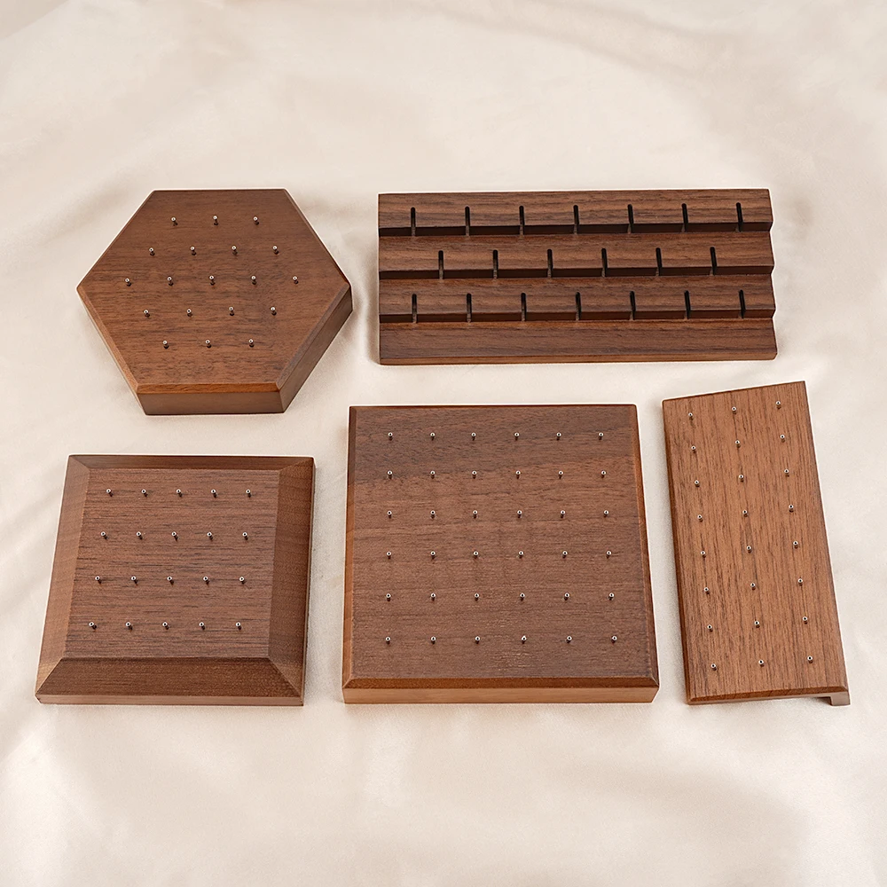 Wooden Earring Holder For Jewelry Black Walnut Wood Vintage Jewelry Display Stand with 24 Holes