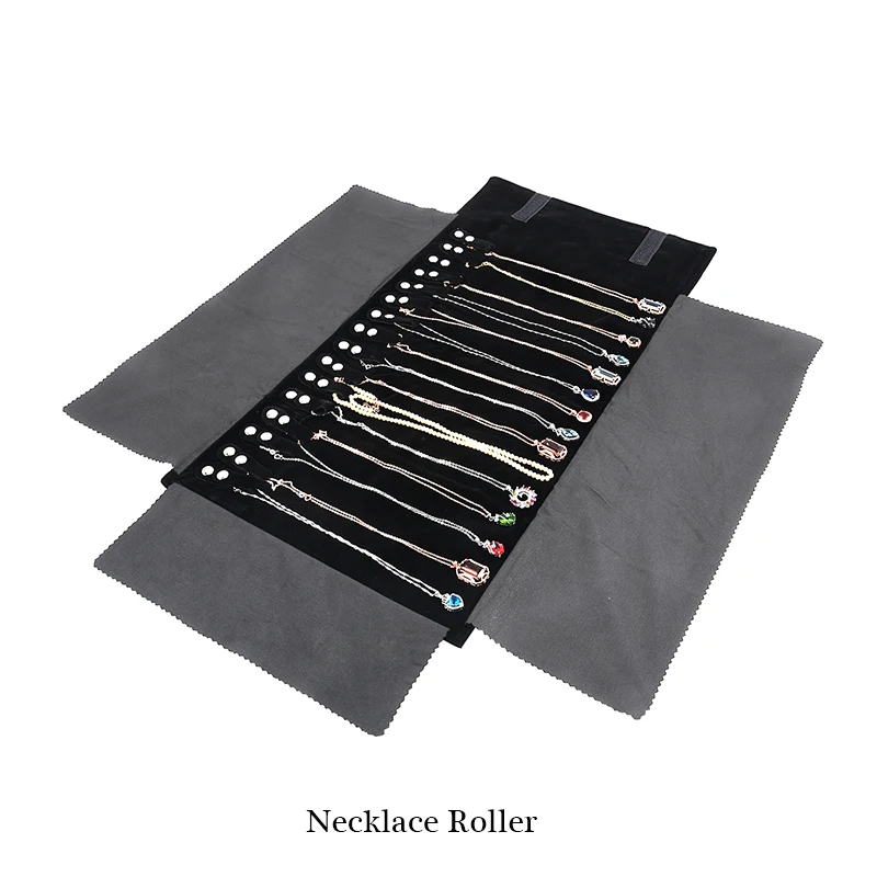 Portable Large Travel Jewelry Roll Bag Pendant Necklace Bracelet Chain Storage Carrying Case Watch Bangle Ring Earring Organizer