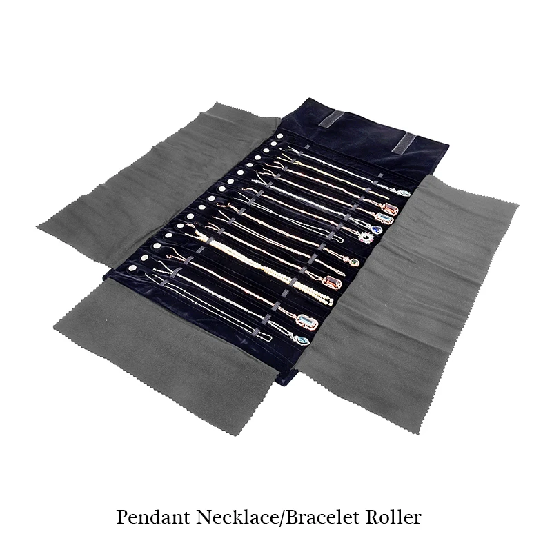 Portable Large Travel Jewelry Roll Bag Pendant Necklace Bracelet Chain Storage Carrying Case Watch Bangle Ring Earring Organizer