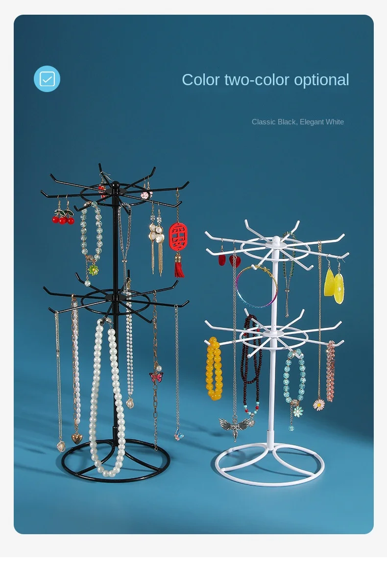 Metal Double-Layer Jewelry Display Stand Necklace Bracelet String Hanger Hair Accessories Rack Jewelry Storage Organizer