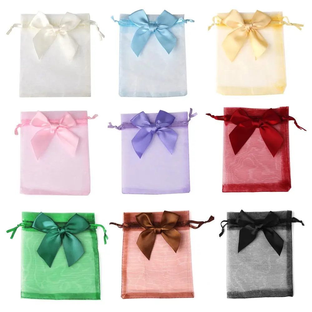 20pcs/lot New Organza Gift Bag Bowknot Wedding Candy Bags Exquisite Jewelry Packing Drawstring Pouch Wholesale