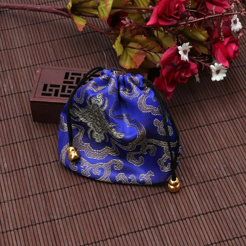 Silk Brocade Jewelry Drawstring Gift Bags Coin Purse Embroidered Candy Chocolate Bag for Wedding Party