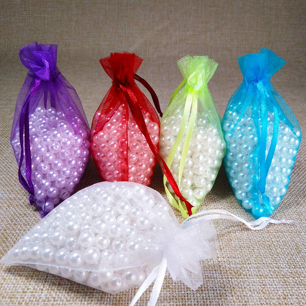 100pcs/lot 5x7 7x9 9x12CM Organza Bags Wedding Party Christmas Decoration Drawstring Gift Bag Pouch Jewelry Packaging Bags
