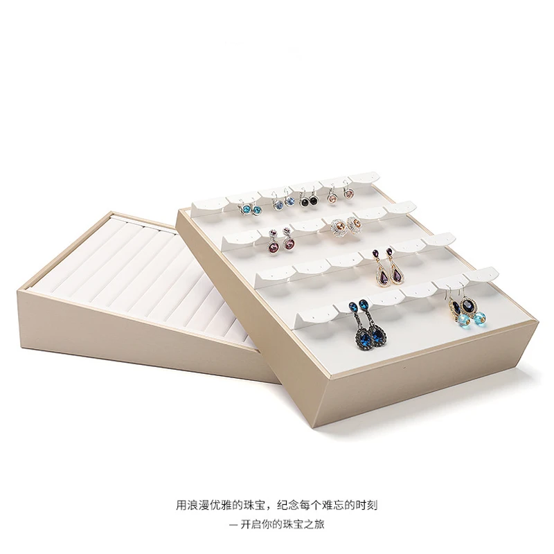 Vertical Leather Velvet Jewelry Stand Necklace Earring Ring Pendant Display Holder Luxury Accessory Organizer Tray