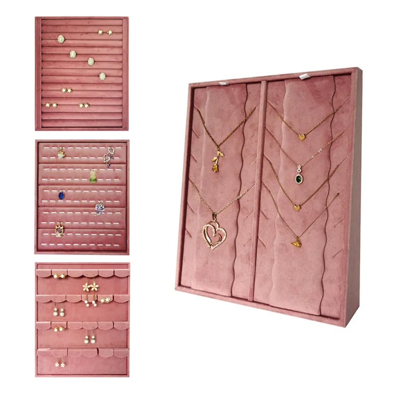 Vertical Leather Velvet Jewelry Stand Necklace Earring Ring Pendant Display Holder Luxury Accessory Organizer Tray
