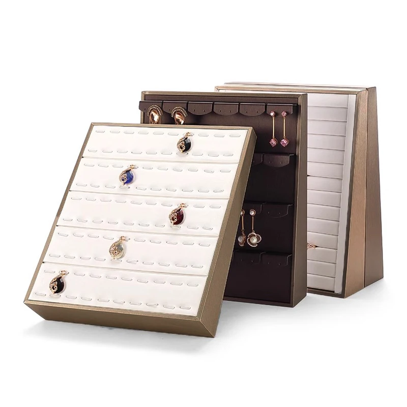 Vertical Leather Velvet Jewelry Stand Necklace Earring Ring Pendant Display Holder Luxury Accessory Organizer Tray