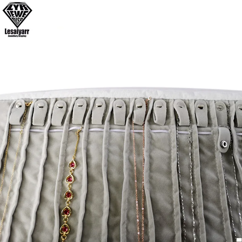 Travel Jewelry Organizer Roll Foldable Jewelry Case for Journey-Pendant Necklaces Jewerly Storage Bag Velvet Storage Box
