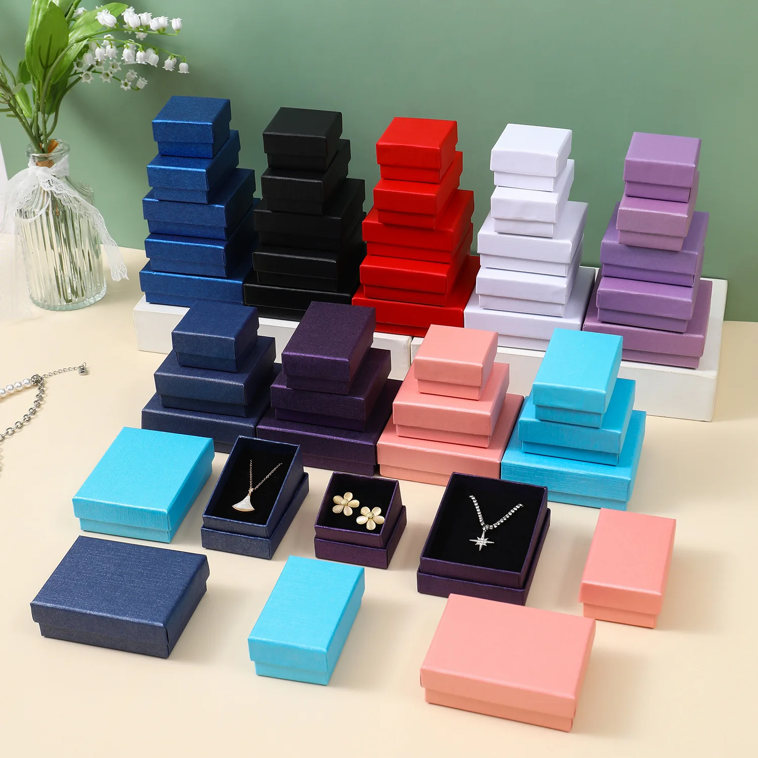 24pcs Jewelry Box for Necklace Earrings Ring Bracelet Boxes Engagement Birthday Gift Packaging Paper Jewellery Organizer Display