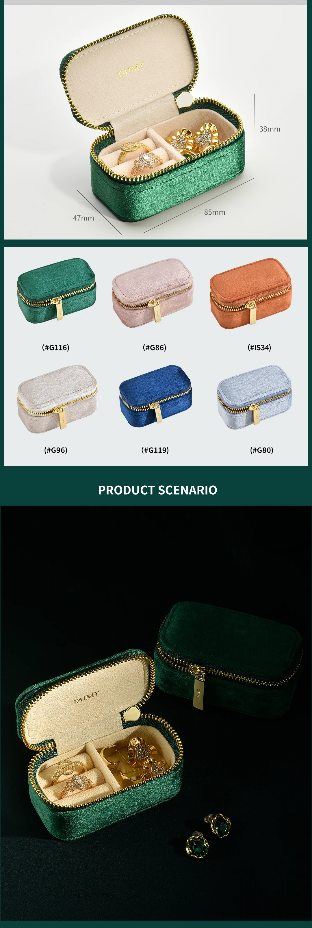 TAIMY Velvet Mini Travel Custom Logo Vintage Cute Girls Small Storage Jewelry Box Jewellery Organizer Jeweler Packaging Red