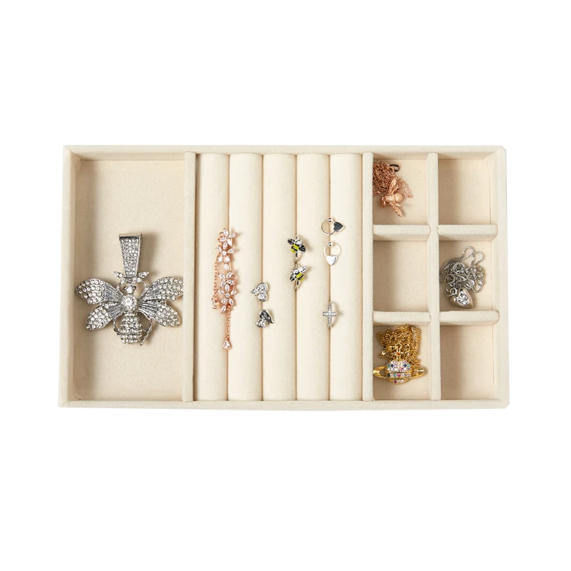 Velvet Jewelry Display Stackable Exquisite Jewellery Holder Portable Ring Earrings Necklace Organizer Box Organizator
