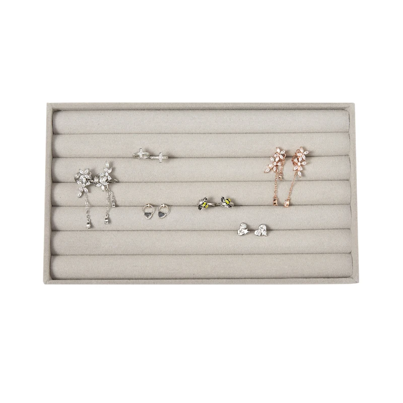 Velvet Jewelry Display Stackable Exquisite Jewellery Holder Portable Ring Earrings Necklace Organizer Box Organizator
