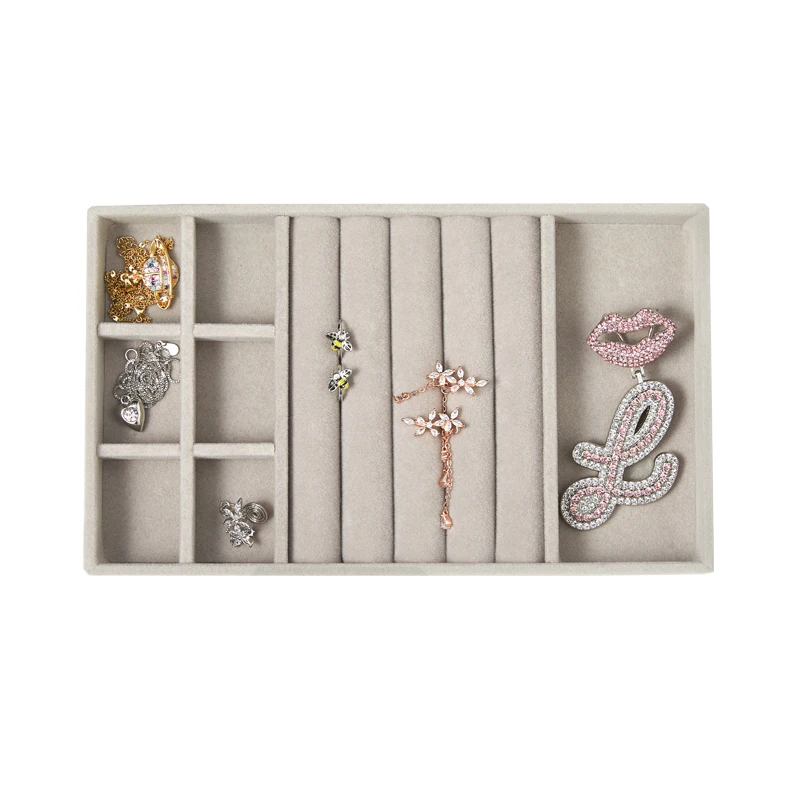 Velvet Jewelry Display Stackable Exquisite Jewellery Holder Portable Ring Earrings Necklace Organizer Box Organizator