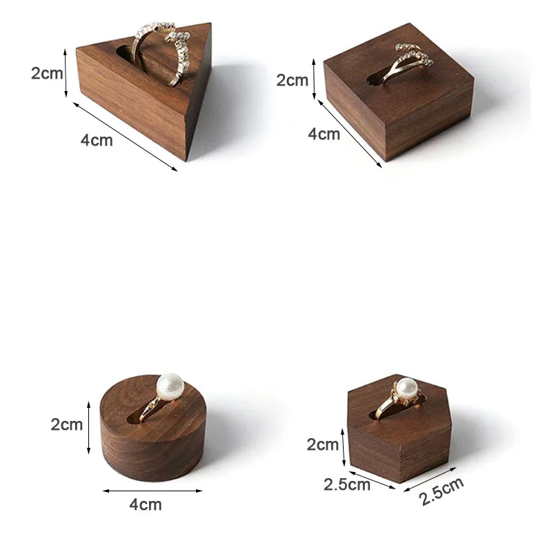 Walnut wood ring display stands slot jewelry organizer props Jewellry rack Holder earring organizer case tray