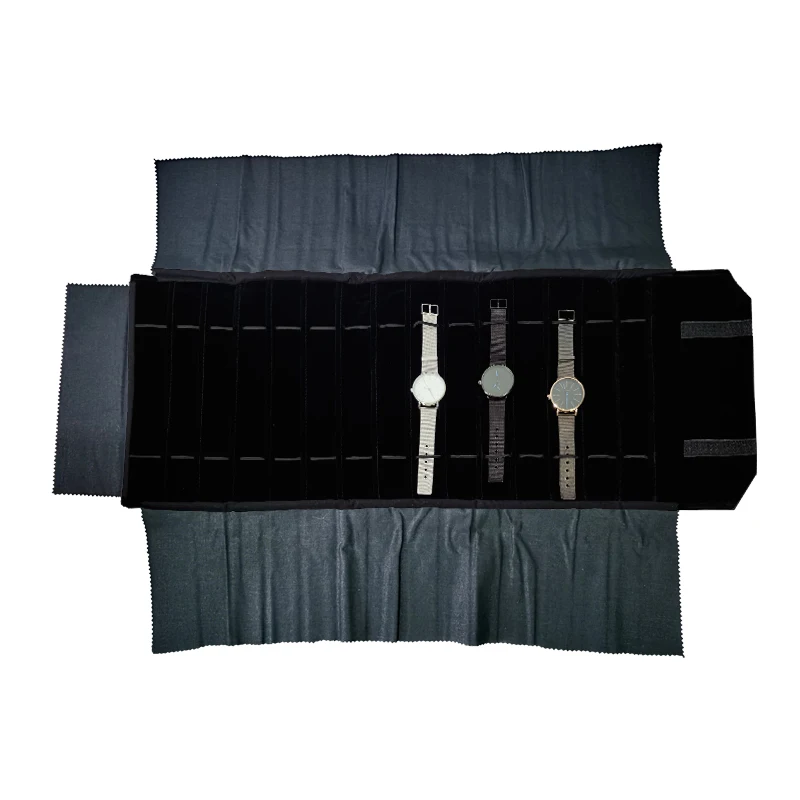 Velvet Watch Roll Bag Jewelry Holder Case Jewelry Storage Organizer for Watch Bracelet Bangle Travel Portable Folding Bag