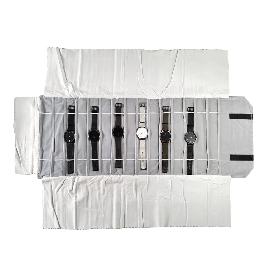 Velvet Watch Roll Bag Jewelry Holder Case Jewelry Storage Organizer for Watch Bracelet Bangle Travel Portable Folding Bag
