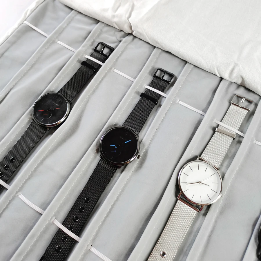 Velvet Watch Roll Bag Jewelry Holder Case Jewelry Storage Organizer for Watch Bracelet Bangle Travel Portable Folding Bag