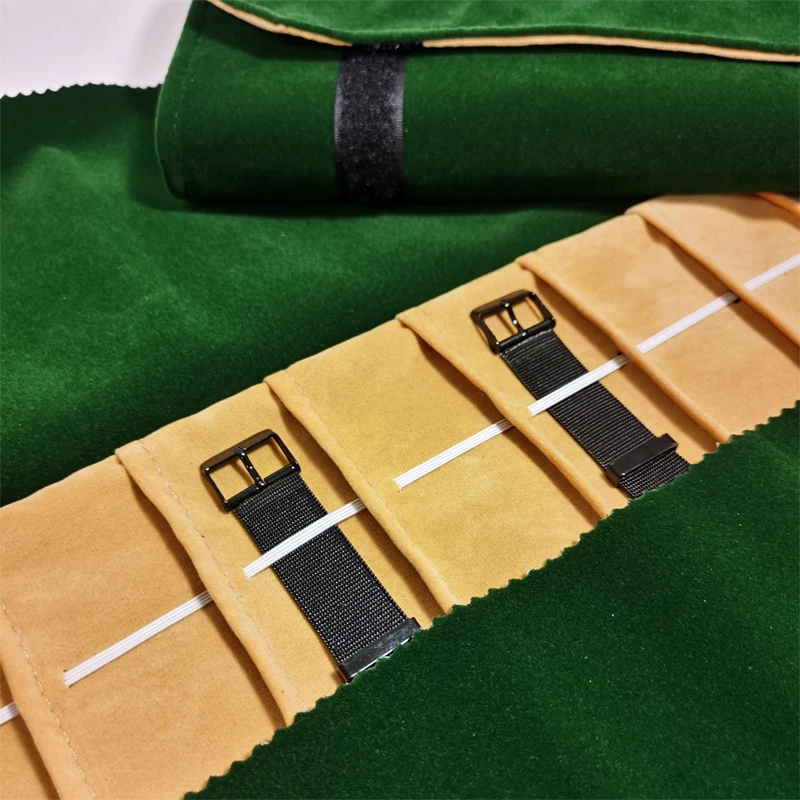 Velvet Watch Roll Bag Jewelry Holder Case Jewelry Storage Organizer for Watch Bracelet Bangle Travel Portable Folding Bag