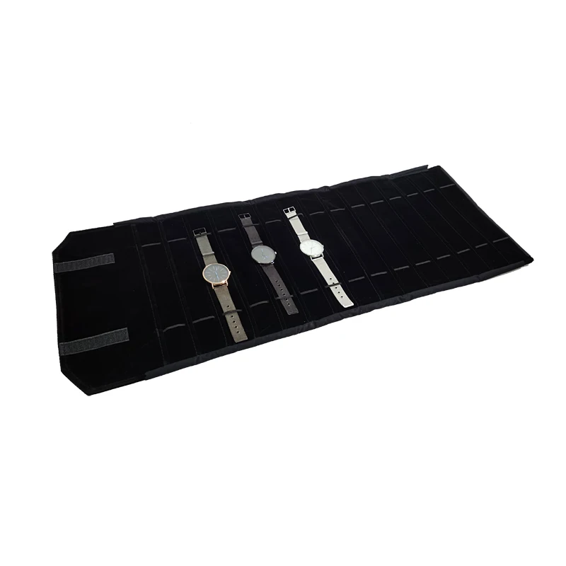 Velvet Watch Roll Bag Jewelry Holder Case Jewelry Storage Organizer for Watch Bracelet Bangle Travel Portable Folding Bag
