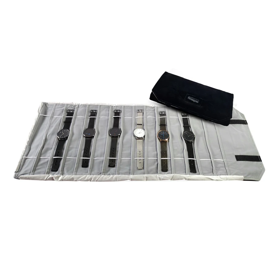 Velvet Watch Roll Bag Jewelry Holder Case Jewelry Storage Organizer for Watch Bracelet Bangle Travel Portable Folding Bag