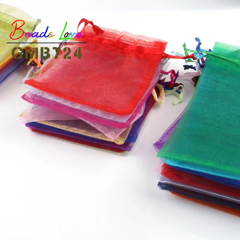 50pcs/lot 5x7cm 7x9cm 9x12cm 10x15cm Drawstring Organza Bags Jewelry Packaging Bags Candy Wedding Bags Wholesale Gifts Pouches
