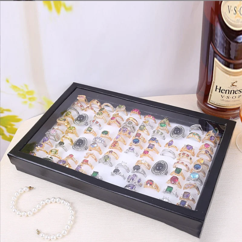 100-position Ring Box Sponge Suede Ring Display Cardboard Jewelry Storage Box Display Ring Cufflinks Jewelry Tray