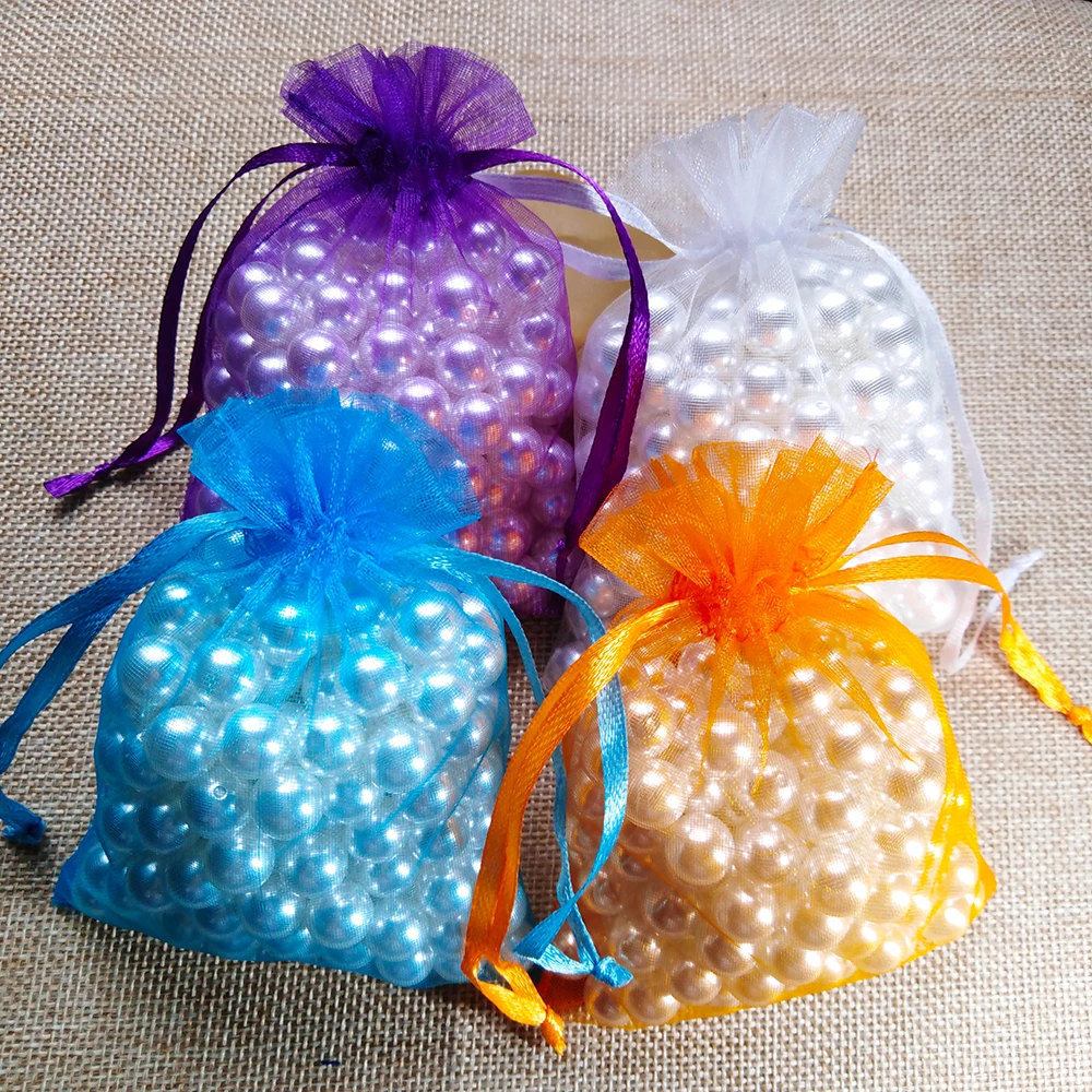 500pcs Drawstring Jewelry Bags Pouch 5x7 7x9 9x12 10x15cm Organza Bags Wedding Packaging Gift Bag Party Decoration Jewelry Bag