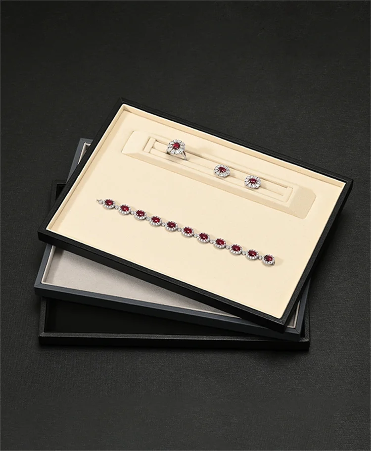 Oirlv Leather Jewelry Tray Rings Necklaces Jewelry Viewing Display Tray Earring Bracelet Jewelry Storage Tray Jewelry Organizer