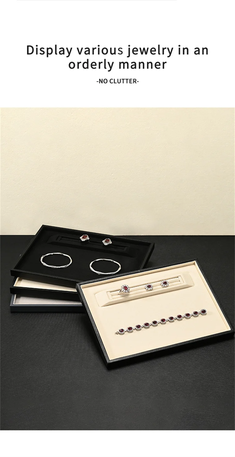 Oirlv Leather Jewelry Tray Rings Necklaces Jewelry Viewing Display Tray Earring Bracelet Jewelry Storage Tray Jewelry Organizer