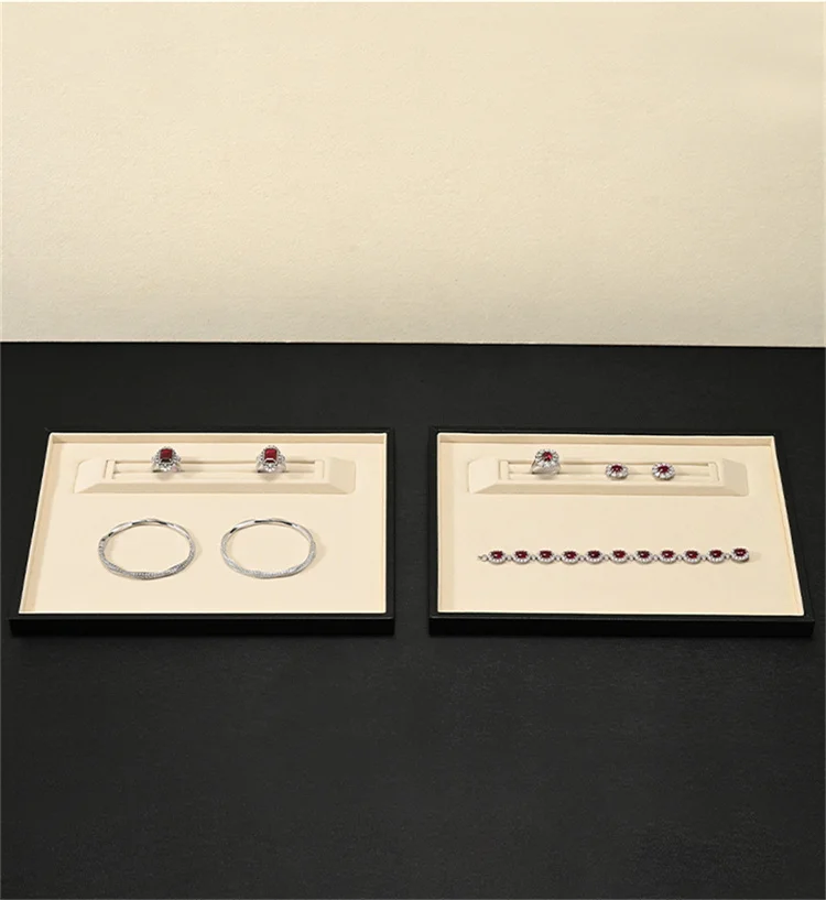 Oirlv Leather Jewelry Tray Rings Necklaces Jewelry Viewing Display Tray Earring Bracelet Jewelry Storage Tray Jewelry Organizer