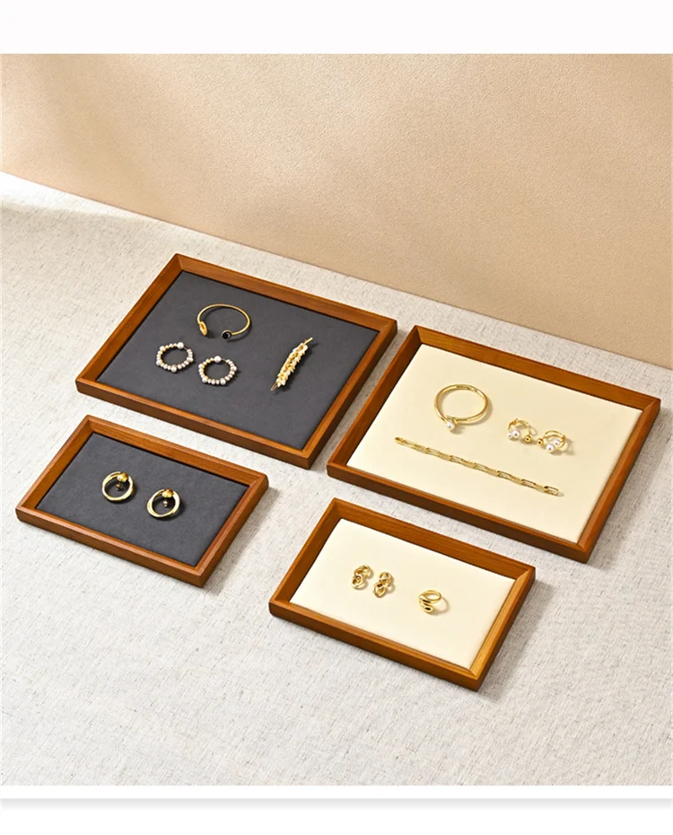 Oirlv Wooden Jewelry Organizer Tray Jewelry Ring Bracelet Necklace Viewing Tray Watch Jewelry Display Tray Jewelry Storage Plate