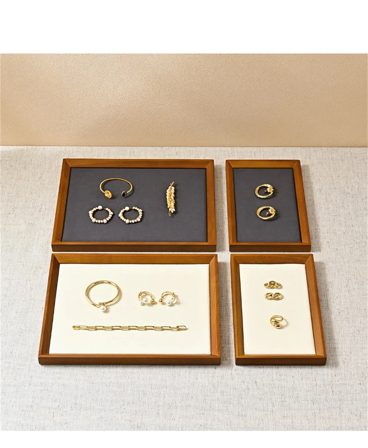 Oirlv Wooden Jewelry Organizer Tray Jewelry Ring Bracelet Necklace Viewing Tray Watch Jewelry Display Tray Jewelry Storage Plate