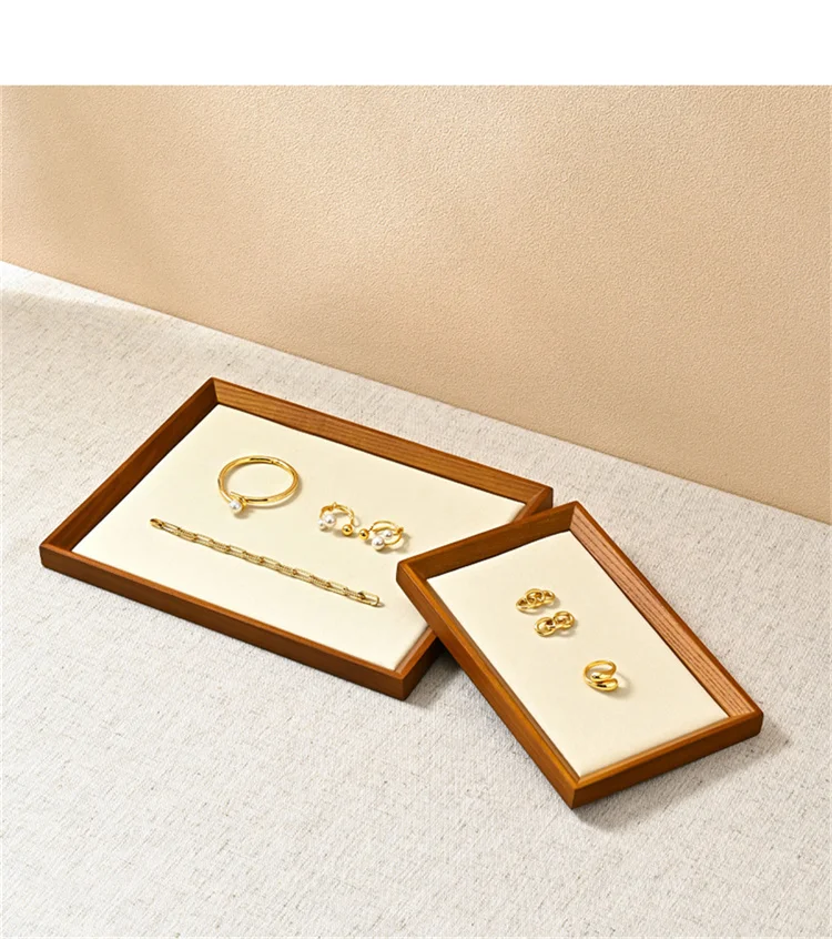 Oirlv Wooden Jewelry Organizer Tray Jewelry Ring Bracelet Necklace Viewing Tray Watch Jewelry Display Tray Jewelry Storage Plate