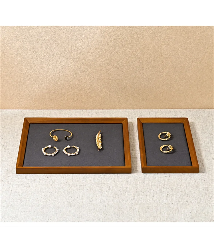 Oirlv Wooden Jewelry Organizer Tray Jewelry Ring Bracelet Necklace Viewing Tray Watch Jewelry Display Tray Jewelry Storage Plate
