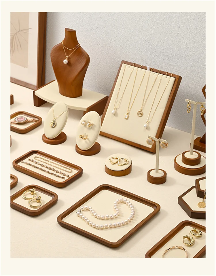 Oirlv Wooden Jewelry Display Tray Jewelry Organizer Suitable For Jewelry Make Bracelet Necklace Tray Jewelry Ring Display Plate